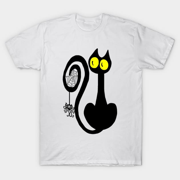 Black Cat and Spider T-Shirt by imphavok